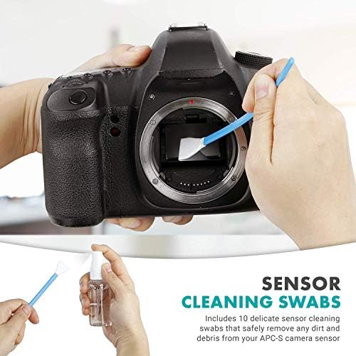 Movo Deluxe Essentials DSLR Camera Cleaning Kit with 10 APS-C Cleaning Swabs, Sensor Cleaning Fluid, Rocket Air Blower, Lens Pen, Soft Brush, 2X Small and 2X Large Microfiber Cloths and Carrying Case - Image 3