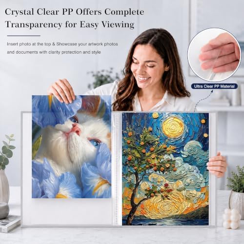 Aevdor 11x14 Photo Album and Art Portfolio, 64 Photos, Linen Cover, Grey - Image 5
