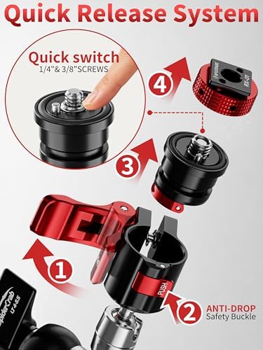 IFOOTAGE Magic Arm Clamp MA3-4, 7 Inches Adjustable Friction Power Articulating Magic Arm with 1/4" and 3/8" Thread Screw for DSLR Camera Rig/LCD Monitor/LED Lights - Image 4
