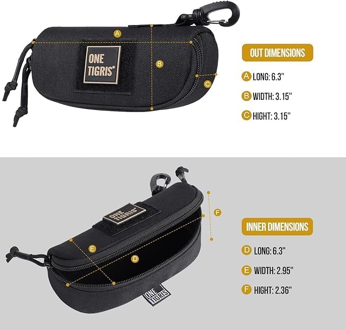 ONETIGRIS Hard Shell Sunglasses Case MOLLE Tactical Eyeglasses Pouch | Fits Most Regular Glasses, 1000D Nylon Glasses Case, Shockproof & Crush-Proof PP Liner, Inner Pocket, Two Way Zipper - Image 6