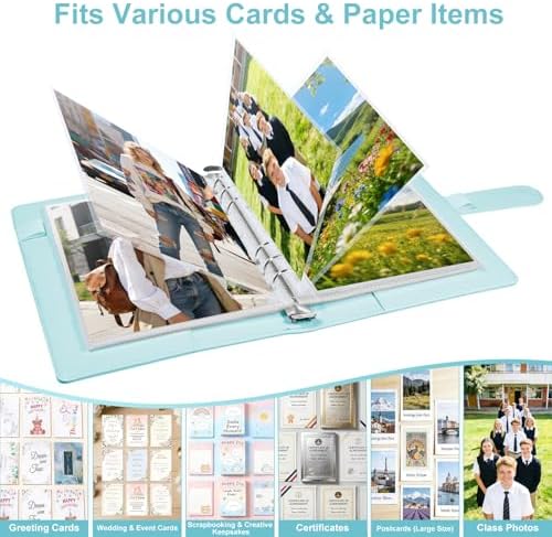 5x7 Photo Album, A5 Refillable 6 Ring Binder with Sleeves, Light Blue - Image 4