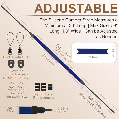 FIEIL Neck Strap Silicone Camera Straps - Padded Camera Strap, 1.5" Wide Adjustable Nylon Shoulder Strap - Compatible with Canon, Nikon, Sony, and More DSLR and Mirrorless (Prussian Blue) - Image 4