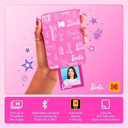 Kodak x Barbie Instant Smartphone Portable Photo Printer, Full Color, Wireless, Zink 2x3” (5.1x7.5 cm) Sticky-Back Photos, Print from iOS & Android Devices with Fun Editing App, Signature Style - Image 2