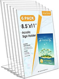 MaxGear Acrylic Sign Holder, 8.5 x 11 L-Shape Plastic Display Stand, 6 Pack by MaxGear