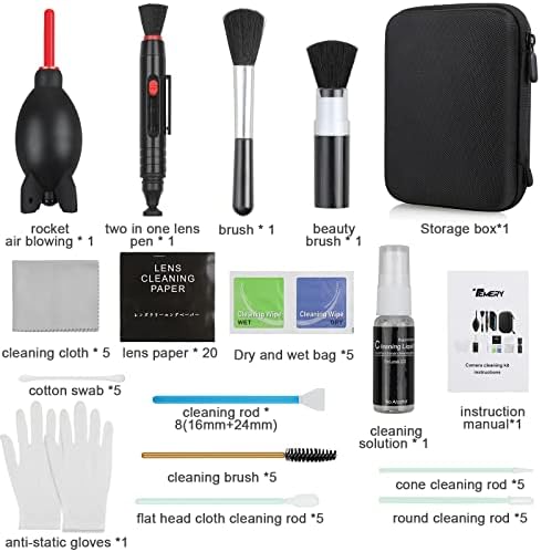 17-in-1 Camera Cleaning Kit for DSLR Cameras (Canon, Nikon,Sony), with Air Blower/Cleaning Pen/Detergent/Cleaning Cloth/Lens Brush/Carry Case - Image 2