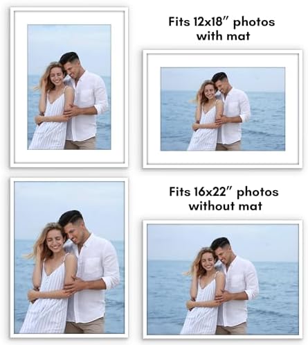 Americanflat 16x22 Poster Frame - Matted to 12x18 - Slim Molding - White - Image 4