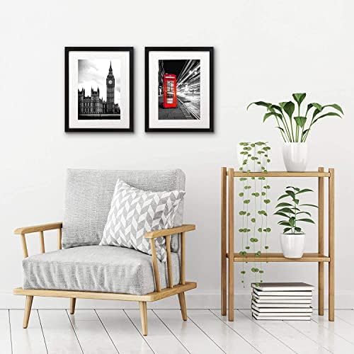 Americanflat 11x14 Picture Frame with Shatter-Resistant Glass - Set of 2 - Use as 8x10 Frame with Mat or Display 11x14 Photo Without Mat - Signature Collection - Picture Frames for Wall - Black - Image 4