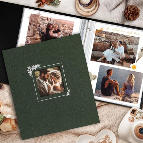 Lanpn Scrapbook Photo Album 8.5x11, Linen Window Design Cover Top Load 3 Ring Folder Binder Photobook Photo Book 8.5 x 11 inch with 30 Plastic Sleeves 60 Pages Green - Image 5