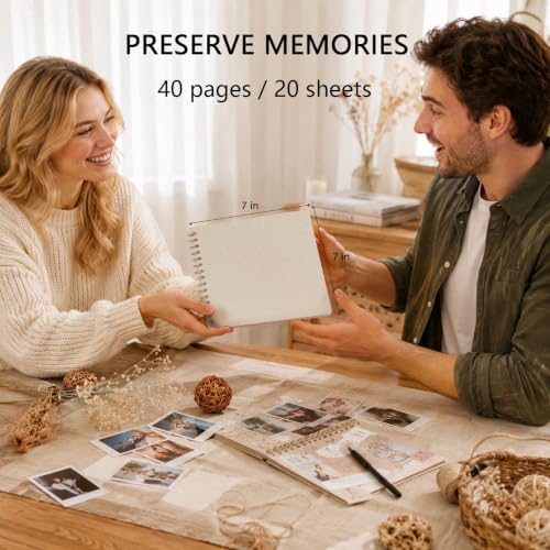 7x7 Inch Scrapbook DIY Photo Album, 20 Sheets (40 Pages), Beige - Image 2