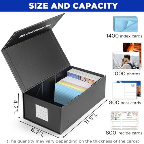 4x6 Index Card Holder Storage Box, Index Card Holder Organizer, 4x6 Recipe Card Box- 1 Pack - Image 2