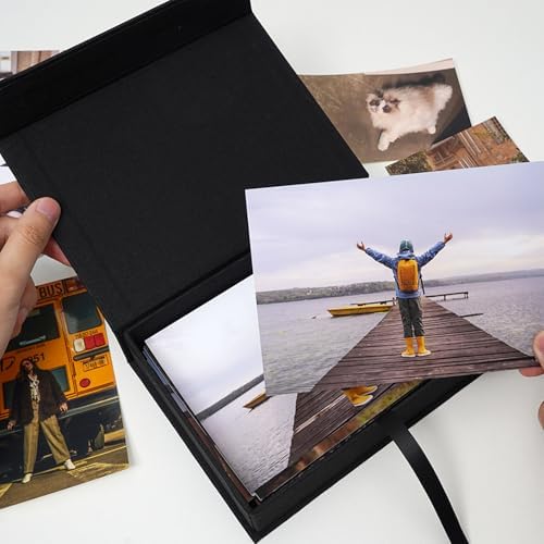 5x7 Photo Storage Box, Premium Linen Memory Box for Photos, Pictures, Certificates, Scrapbooking Supplies & Jewelry - Portable, Stackable Organizer for Home, Crafters & Collectors - Image 2