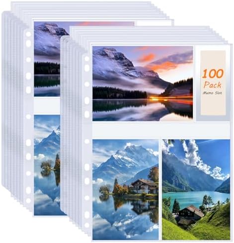 100 Pack Photo Sleeves Holds 600 4"x6" Photos, Clear Photo Page Protector for 3 Ring Binder, Double-Sided Photo Album Refill Pages Photo Pockets Photo Sleeves (4" X 6") by superaimi