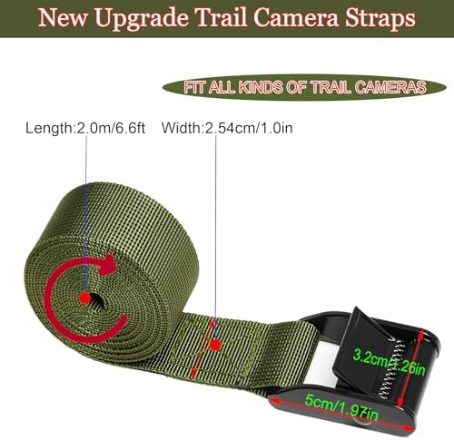 Heavy Duty Trail & Game Camera Mount Straps Belts Hunting Camera Tree Mounting Strap Belts Kit, Tie Down Straps with Buckle Portable UV Resistant and Foldable Nylon Fiber Strap Hunting Accessory 4 Pcs - Image 2