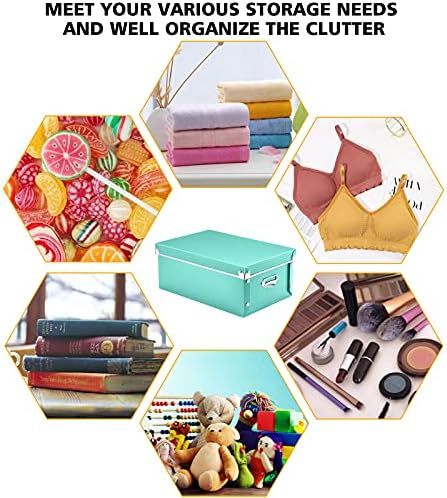 SEEKIND Storage Bins with lids, Water-Proof Storage Box Sets with Handles,Multiple Sizes Foldable Plastic Storage Organizer for Clothes,Cosmetic,Photos(Cyan) … - Image 2