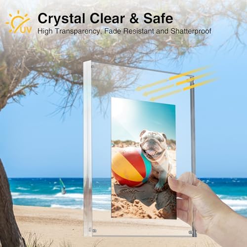 HOUSE DAY Acrylic Picture Frames 5x7, 30 Pack Magnetic 5x7 Picture Frame, Double Sided Clear 5 x 7 Photo Frame with Microfiber Cloth, Frameless FreeStanding 5x 7 Frame Gift for Desktop Display - Image 6