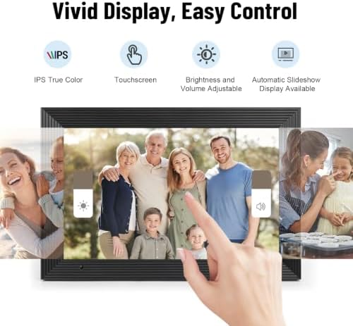 AEEZO Digital Picture Frame, 10.1'' WiFi Electronic Photo Frames with 32GB Memory, 1280 * 800 IPS HD Touch Screen, Auto-Rotate Easy Setup via AiMOR APP, Gifts for Parents and Grandparents Black - Image 3