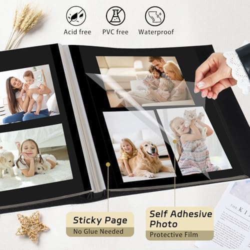RECUTMS Self Adhesive Photo Album, Large PU Leather Cover, DIY Scrapbook - Image 2