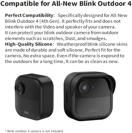 Tonton 5 Pack Silicone Case Cover for All-New Blink Outdoor 4 (4th Gen) / Blink Outdoor 2K+, Weatherproof, Anti-Scratch Full Protection Silicone Skin for Blink Outdoor 4 Smart Security Camera, Bla - Image 3