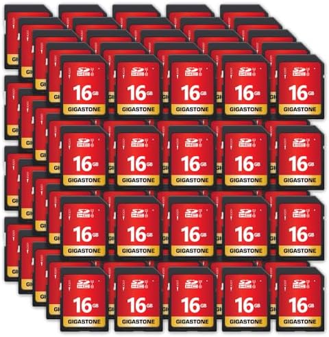 GIGASTONE 16GB SD Card 100-Pack UHS-I U1 Class 10 SDHC Memory Card High Speed up to 80MB/s Full HD Video Compatible with Digital Camera, SPYPOINT TACTACAM Trail by Gigastone