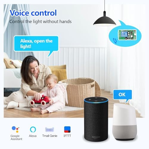 DieseRC 4x1 Channel WiFi Smart Switch with 1x Bluetooth Transmitter, DC 5V 12V 24V Passive Output Relay Module Ewelink APP WiFi Control Compatible with Alexa/Google Home, Inching/Self-Locking Switch - Image 5