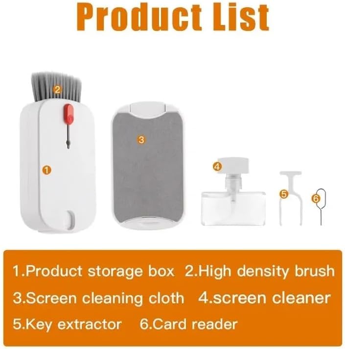 5 in 1 Phone Cleaner Kit, Portable Cleaning Kit Phone Charging Port Cleaner, Laptop Computer Earbud Headphone Cleaner Tool Set for iPhone Keyboard Screen Speaker Lens - Image 6