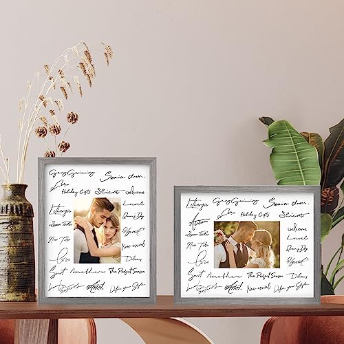Egofine 11x14 Picture Frames Set of 4, Made of Solid Wood Covered by Plexiglass 5x7 and 8x10 with Mat or 11x14 without Mat, for Table Top Display and Wall Mounting Photo Frame Light Grey - Image 5