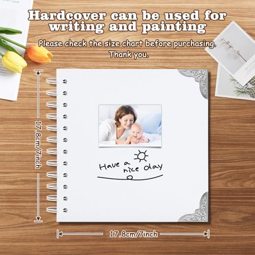Scrapbook Album 7x7 Inch - Hardcover Kraft Paper Photo Album with 40 Pages, Memory Book for Wedding, Anniversary, Family, Christmas, Baby Shower, Ideal for Preserving Precious Moments - Image 2