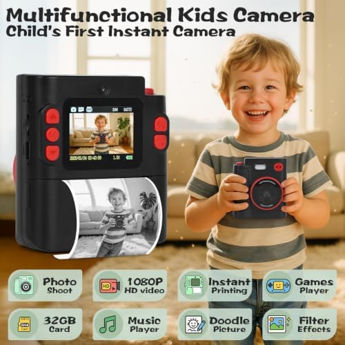 Cudinham Kids Camera Instant Print, Gifts for Age 3-12 Kids, 5 Rolls Paper - Image 2