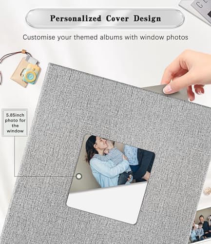 Ejblfe Photo Album 4x6,Linen Cover Slide-in Photo Album Book Can Holds 600 4x6 Photos with 60 Black Sheets for Family,Wedding,Baby and Holiday Pictures (Gray) - Image 2