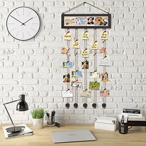 Bikoney Picture Frames Collage Wall Decor Hanging Photo Display Multi Pictures Organizer with Wood Bulletin Board Photo Board 30 Clips and 6 Pushpins for Home and Dorm Room Decor (Black) (Pack of 3) - Image 5