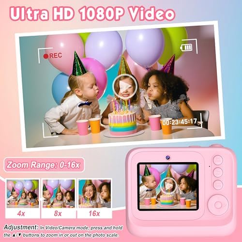 Kids Camera, Upgrade Kids Camera Instant Print, Front Rear Dual Selfie Digital CAM with 1080P Videos, Portable Travel Toy with Games and Music, Christmas Birthday Gift for Boys, Girls and Teens - Image 6