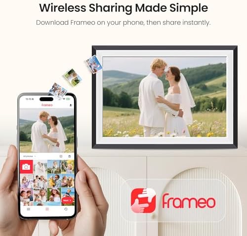 BIGASUO Digital Picture Frame Frameo 10.1", WiFi Photos & Videos Sharing, 3000mAh Battery & Wireless Charging, 1280x800 IPS Touch Screen, 32GB Storage, Support USB/SD Card - Image 4