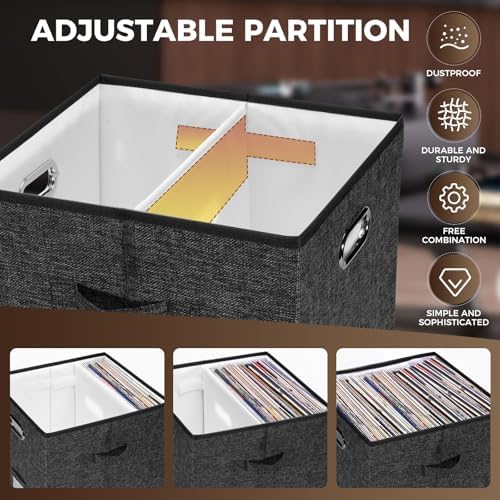 Sturdy Vinyl Record Storage Box - Album Storage Holds up 50+ Single Record - Image 3