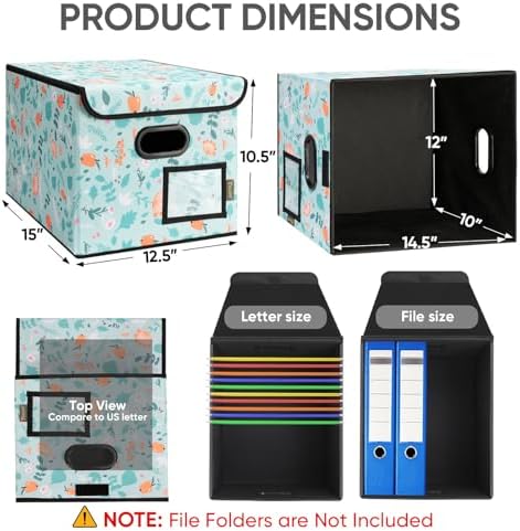 BALEINE File Organizer Box with Lid, Collapsible Hanging File Storage Box - Image 2