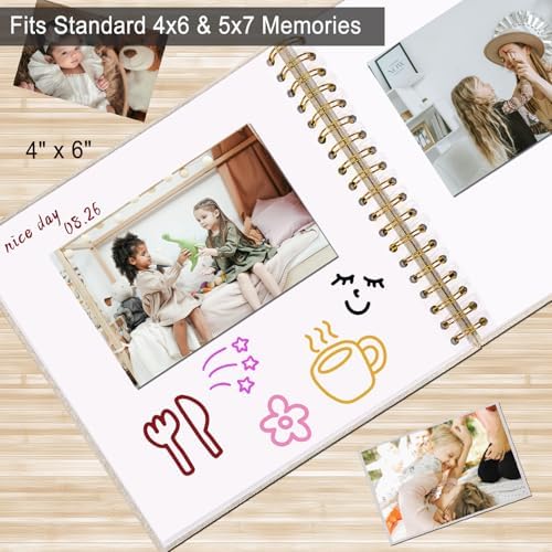 10 x 10 Inch Scrapbook Photo Album, Hardcover Kraft White Pages Arch Window Photo, Memory Book Linen Cover for Photos, Scrapbook Albums for Travel, Wedding Anniversary Christmas Baby 40 Pages, Beige - Image 6