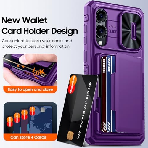 GooseBox for Samsung Galaxy S25 Edge Case Wallet with RFID [Cards Holder][Camera Cover][Edge Raised] Full Body Shockproof Silicone Protective Phone Case for Galaxy S25 Edge 2025 (Purple) - Image 3