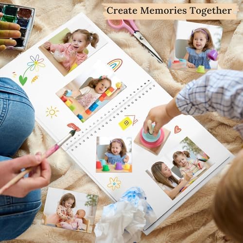 Scrapbook Photo Album 8"x8" 20 Sheets 40 Pages Hardcover Kraft Paper White - Image 3