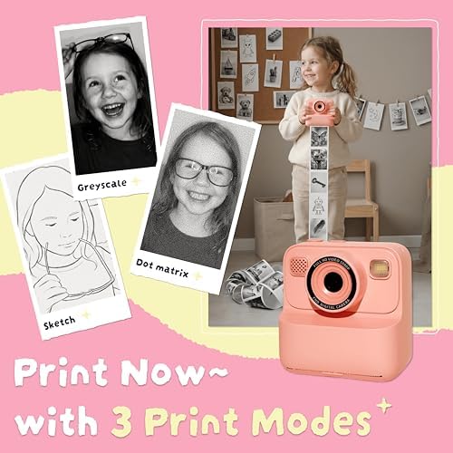 Kids Instant Print Camera, Zero-Ink Thermal Printing with 4 Paper Rolls - Image 2