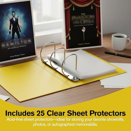 2 Pack of Show-Bill D-Ring Binder for Broadway & Theatre Showbills – Display Binder with 25 Sheet Protectors, Holds & Organizes Stage Collections, Fits 5.5” x 8.5” (Yellow) - Image 4