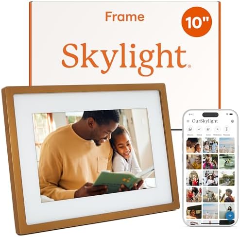 Skylight Digital Picture Frame, Load from Phone Capability, 10" Gold by Skylight