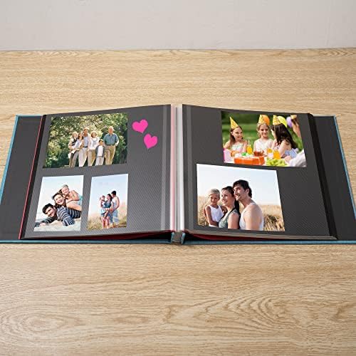 Large Photo Album Self Adhesive 4x6 8x10 10x12 13"x12.6" Scrapbook Album 12.6"x11" Inch 60 Black Sticky Pages Linen Cover Magnetic Photo Album with A Metallic Pen and DIY Stickers(Sky Blue) - Image 3