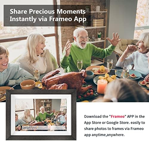 Frameo 10.1 Inch WiFi Digital Picture Frame，1280 * 800IPS HD Cloud Smart Digital Photo Frame,32GB Storage, Wall Mountable, Auto-Rotate,Easy to Share Photos or Videos via FRAMEO APP （Wood Frame） - Image 5