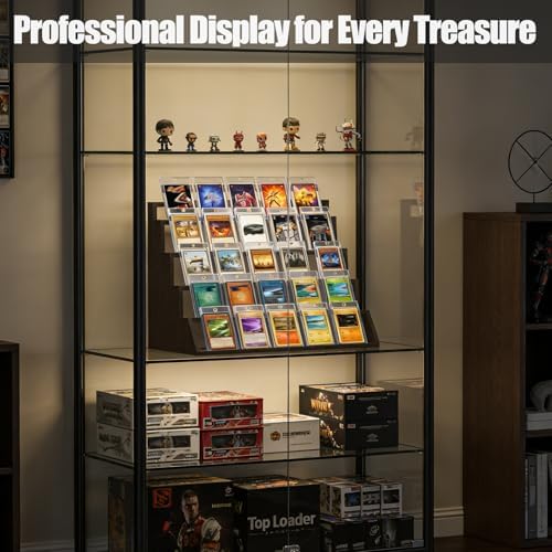 5 Tier Wooden Card Display Stand Holds 20-25 PSA BGS SGC Graded Sports Card - Image 3