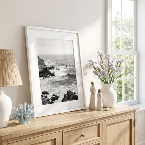 Americanflat 16x20 Poster Frame - Matted to 12x16 - Slim Molding - White - Image 5