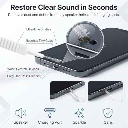 Phone Port Cleaner - 10 Pack Phone Charge Port Cleaning Tool Kit, Cell-Phone Charging Port-Cleaning Kit, Charging Port-Cleaner, Anti-Clogging Mini Brushes for Clean Mobile Speaker, Tablet, Camera - Image 4