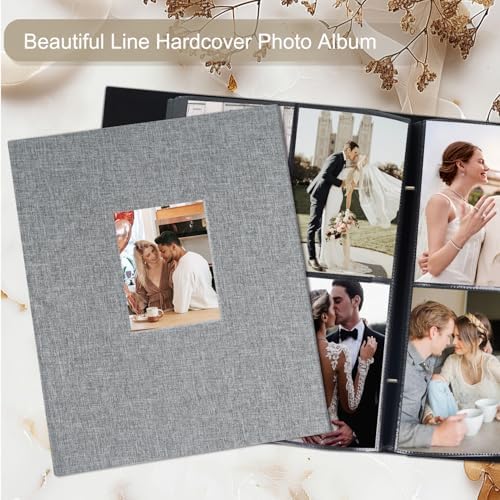 Artmag Fabric Photo Album 4x6 400 Large Capacity for Family Wedding Anniversary Linen Album Holds 400 Vertical Photos (400 Pockets, Grey) - Image 4