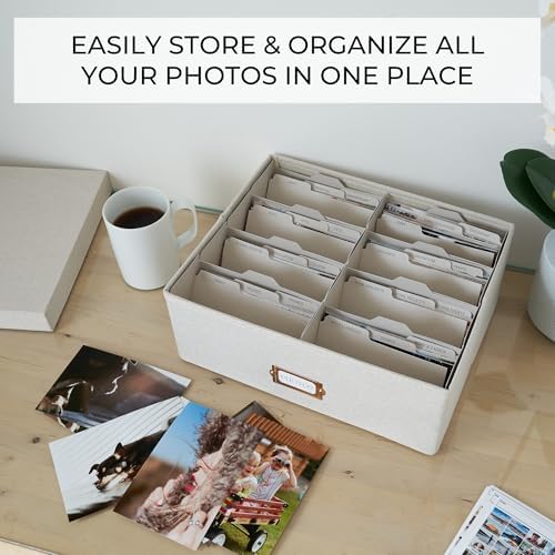 Decorative Photo Storage Box - Sturdy Linen Organizer Holds 1700 Photos - Image 2