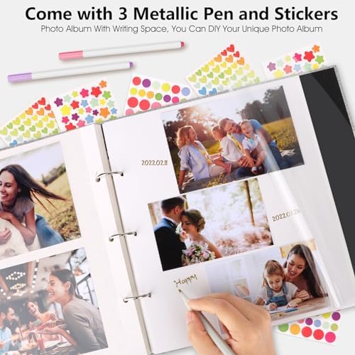 Zesthouse Large 18In Photo Album Self Adhesive 60 Pages, 3-Ring Scrapbook Albums Holds 8x10 5x7 4x6 Photos, DIY Magnetic Picture Book with Writing Space, Gift for Family Wedding Baby - Image 3