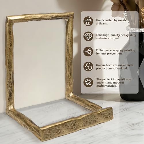 BEGINS 8 Inch Hand-Forged Plate Stand, Vintage Gold Metal Photo Frame Display Stand, Tabletop Decorative Stand for Plater, Picture Frame, Book - Image 3