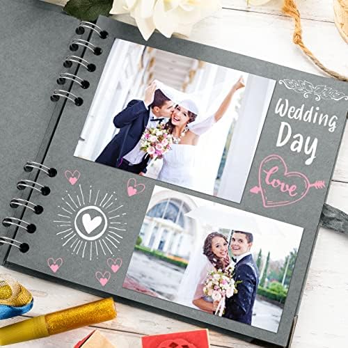Bstorify Square Scrapbook Photo Albums 7 x 7 Inch Grey Hardcover with Ribbon Closure - Ideal for Scrapbooking, Art & Craft Projects - Image 6